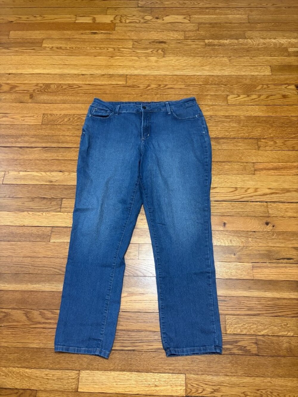 NYDJ Straight Leg Jeans Women's Plus Sz 16W Blue Dark Stretch Denim Lift Tuck